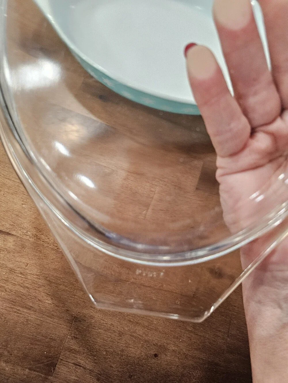 Vintage Pyrex Turquoise Snowflake Oval Casserole Dish Clear Glass Lid 1.5 Qt 043